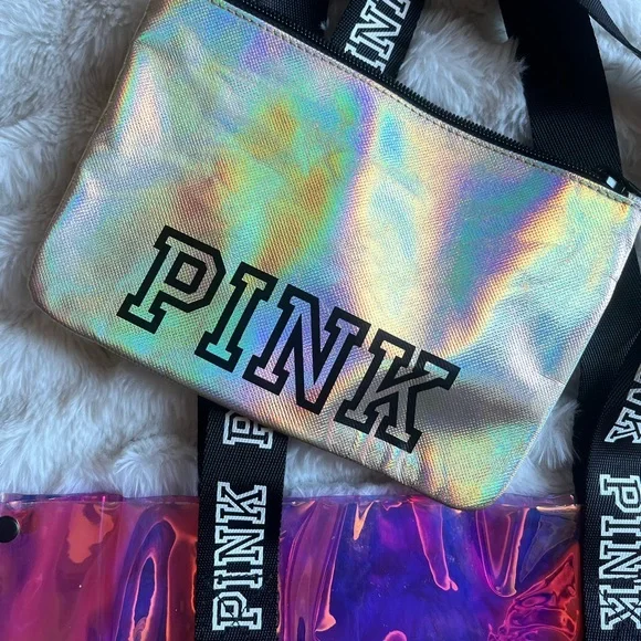 PINK Victoria's Secret Iridescent Tote and Pouch - Picture 4 of 7